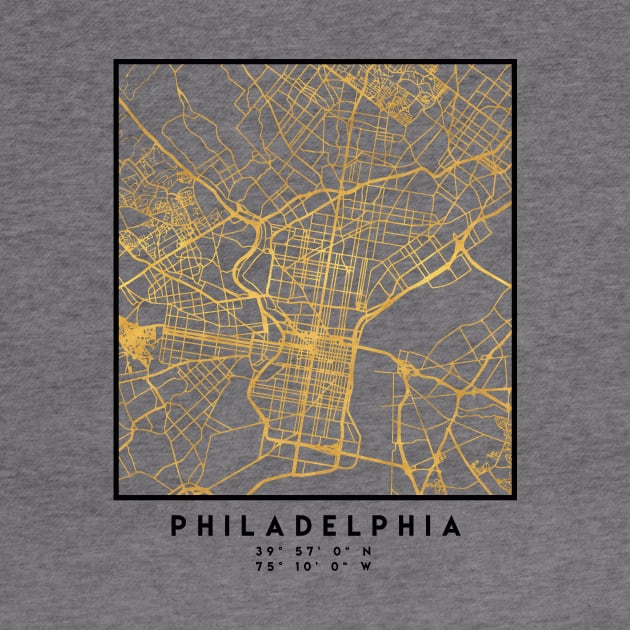 PHILADELPHIA PENNSYLVANIA CITY STREET MAP ART by deificusArt